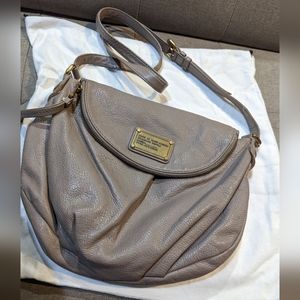 Marc by Marc Jacobs Classic Q Natasha Taupe Grey Pebbled Crossbody Leather Bag